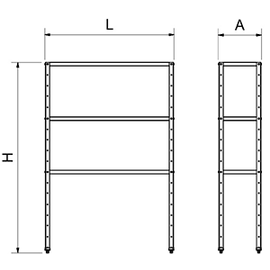 Grundregal aus Edelstahl mit 3 Ablageböden (1,5 mm) 800x500 mm Produktbild 2 S