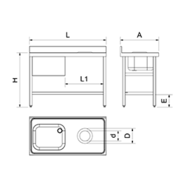Spültisch mit Abfallschacht Becken links | 1200 mm x 600 mm H 850 mm Produktbild 2 S