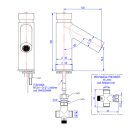 Waschtischarmatur Premium selbstschließend mit Vormischer Ausladung 120 mm H 185 mm Produktbild 1 S