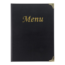 Speisekarte BASIC DIN A4 schwarz mit Goldaufschrift "Menu" inkl. Einlagen Produktbild