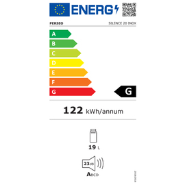 Minibar SILENCE 20 schwarz mit Edelstahltür | Thermo-Absorption Produktbild 2 L