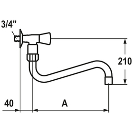 Wandventil GASTRO 3/4" A 450 mm Auslaufhöhe 210 mm Produktbild 1 S