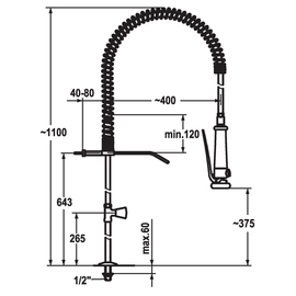Geschirrbrause GASTRO 1/2" Eingriffmischer Produktbild 1 S