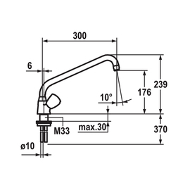 Zweigriffmischer GASTRO Einloch A 300 mm Auslaufhöhe 176 mm Produktbild 1 S