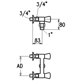 Zweigriffmischer GASTRO Wandarmatur A 83 mm für Schlauchanschluss 1" Produktbild 1 S