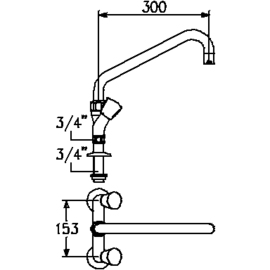 Zweigriffmischer GASTRO Zweiloch A 300 mm Auslaufhöhe 252 mm Produktbild 1 S