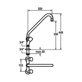 Zweigriffmischer GASTRO Zweiloch A 300 mm Auslaufhöhe 356 mm Produktbild 1 S