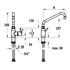 Hebelmischer GASTRO A 300 mm Auslaufhöhe 257 mm Produktbild 1 S