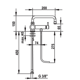 Thekenarmatur Hebelmischer A 200 mm Produktbild 1 S