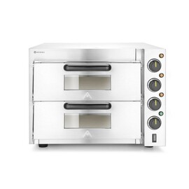 Doppeldeck-Pizzaofen 3000W | Silber | 230V/3000W | 580x560x(H)435mm Produktbild