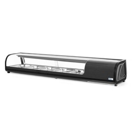 Sushi-Vitrine | Fassungsvermögen: 5x GN 1/2 (H)40 mm (im Lieferumfang enthalten). | Schwarz | 220-240V/190W | 1800x420x(H)265mm Produktbild 2 S