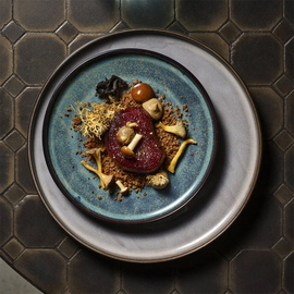 plate flat NORTHERN LIGHTS stoneware blue | brown Ø 285 mm product photo  S