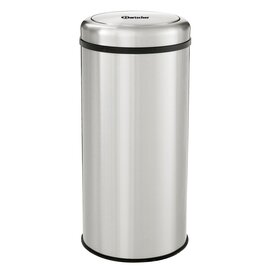 Waste bin, "Swing", stainless steel, volume: 50 l, with swing lid, inner container Galvanized sheet steel, removable, easy cleaning, Ø 360 mm, H 760 mm product photo