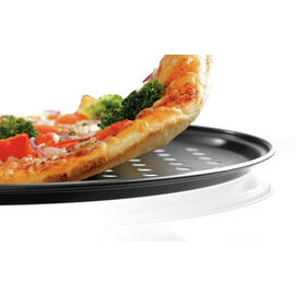 pizza baking tray perforated steel Xynflon non-stick coated black Ø 325 mm H 10 mm product photo  S