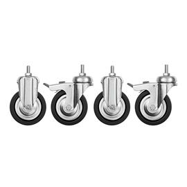 101863 Lenkrollen "4TKM" für Teigknetmaschinen,  4er-Set: 2 Rollen, 2 Lenkrollen mit Feststellern, Gummi, schwarz, Ø 100 mm, Maße je B 60 x T 140 x H 160 mm, Gewicht: 1,85 kg product photo  S