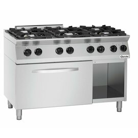 6 burner gas stove gastronorm 400 volts 6 kW (electric oven) 28.5 kW (gas) | oven | half-open base unit product photo  S
