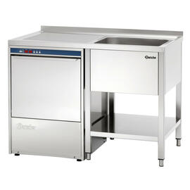 sink centre with drainboard on the left 1 basin | 400 x 500 x 250 mm with bottom shelf L 1200 mm W 700 mm product photo  S