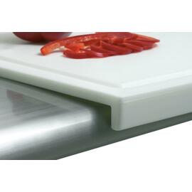 cutting board plastic  • white stopper edge with juice rim | 580 mm  x 375 mm  H 45 mm product photo  S