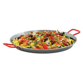 paella pan STP600  • steel  Ø 600 mm | 780 mm  x 600 mm  H 55 mm | red lacquered handles product photo