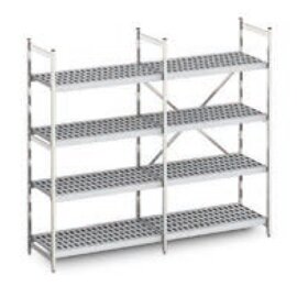 standing rack Norm 12 | 2375|3379|3379 mm 600 mm H 1800 mm | 4 plastic grid shelf (shelves) product photo