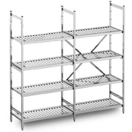 standing rack stainless steel 1575|1575|3049 mm 600 mm  H 1800 mm 4 metal sheet grid shelf (shelves) product photo