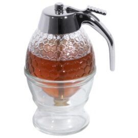 honey dispenser plastic glass chromed with lid transparent 200 ml H 150 mm product photo