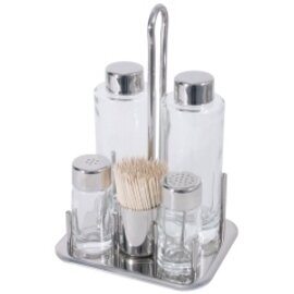 cruet • vinegar|oil|salt|pepper|tootpicks glass stainless steel H 215 mm product photo