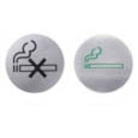 door icon • no smoking symbol • stainless steel round Ø 75 mm product photo