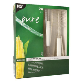 champagne glass pure PLA clear 0.1 ltr with mark; | disposable product photo  S