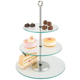Etagère, 3-stage, stainless steel, frosted, 3 glass plates, Ø 20 cm, 25 cm, 30 cm, H 40 cm, versatile, very decorative product photo