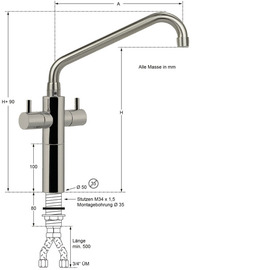 Column battery ximac 3/4" | lever mixer tap outreach 300 mm product photo  S