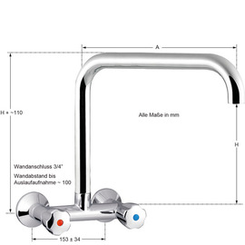 Wall mounted battery profi 3/4" outreach 350 mm C-outlet product photo  S