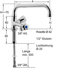bar faucet fresh 1/2" H 140 mm outreach 200 mm product photo  S
