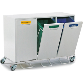 recycling bin double aluminium blue 2 x 50 ltr with pedal product photo
