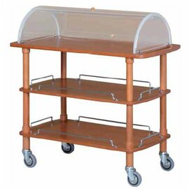 serving trolley CLC 2013 | walnut coloured | 3 shelves | hood | 4 swivel castors product photo