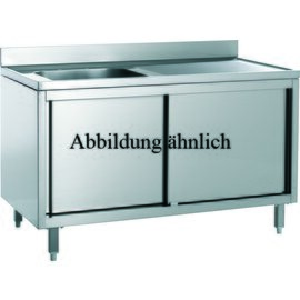 kitchen sink cupboard SSZL 1470 2 basins | drainboard on the right | wing doors product photo