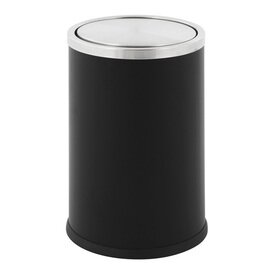 wastepaper basket SWING 10 ltr stainless steel black swing lid Ø 200 mm  H 300 mm product photo