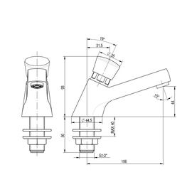 basin tap Basic self-closing outreach 106 mm H 93 mm product photo  S